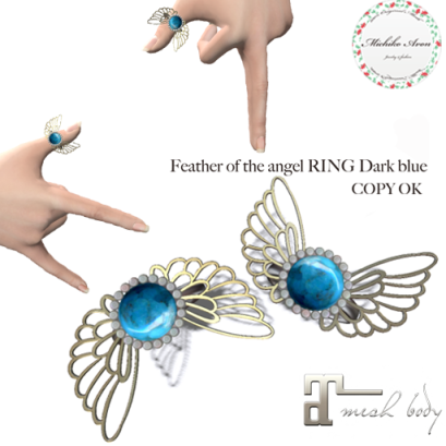 +M's Avon+Feather of the angel RING Dark blue